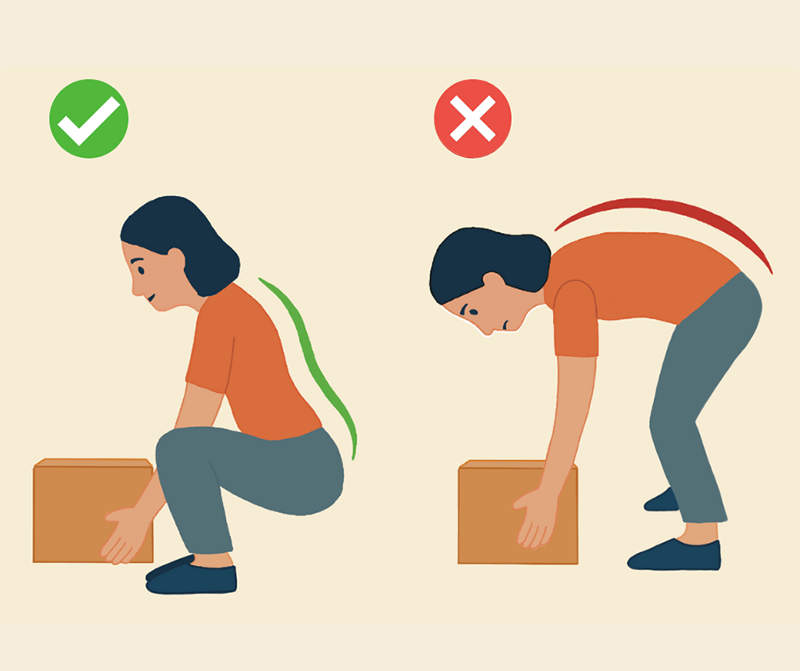 استفاده از تکنیکهای صحیح بدن هنگام بلند کردن اجسام مختلف