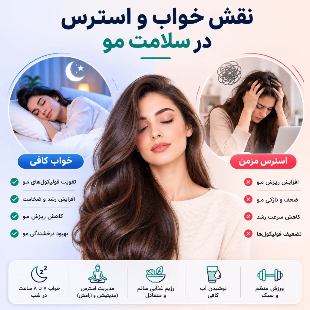 نقش خواب و استرس در سلامت مو