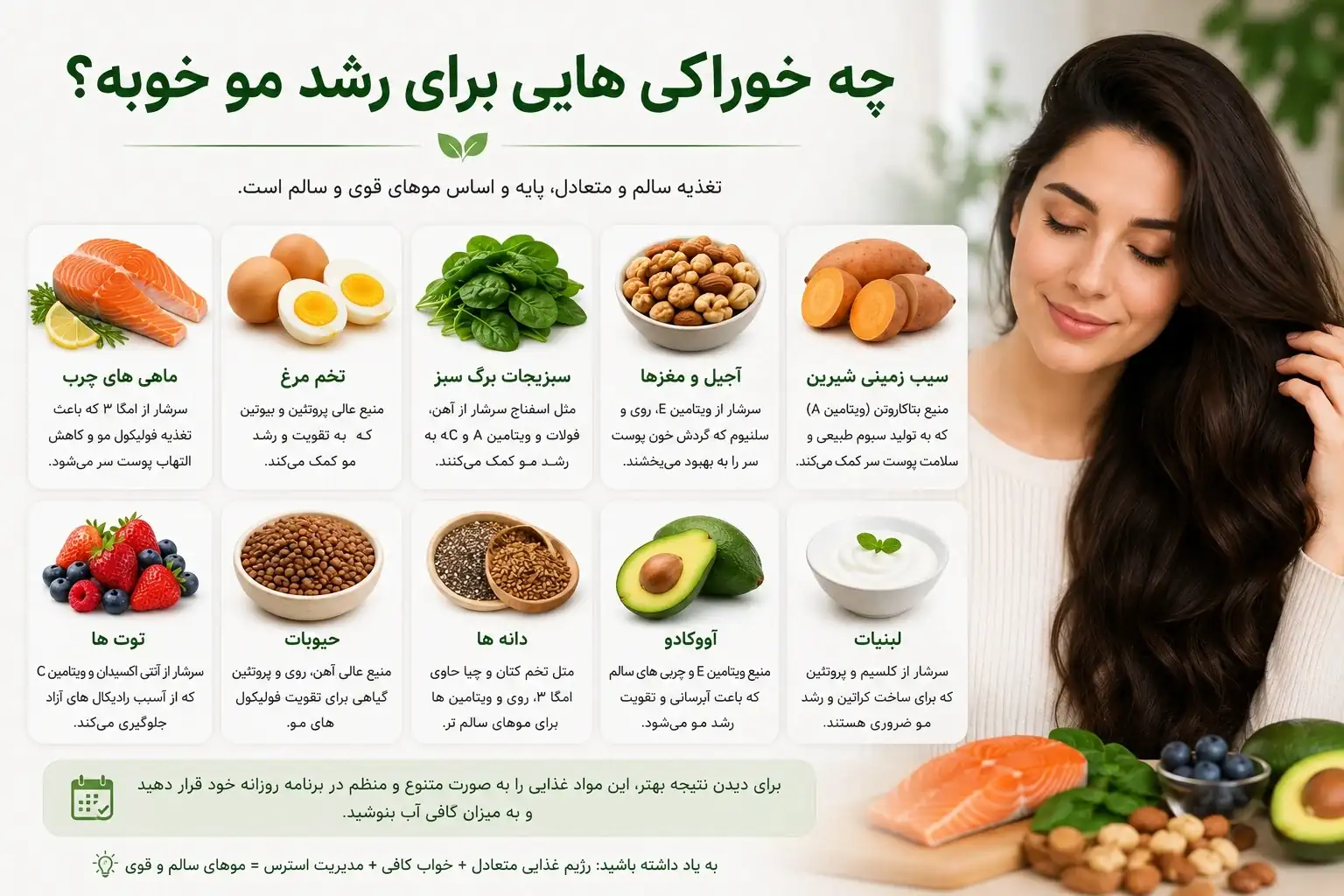 چه خوراکی هایی برای رشد مو خوبه؟