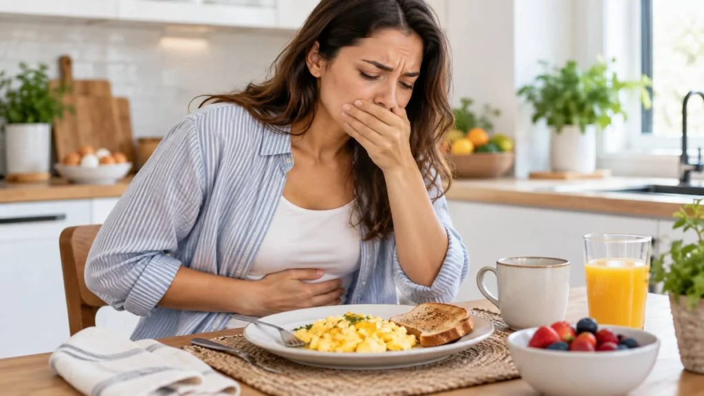 دل‌درد و حالت تهوع بعد از تخم مرغ
